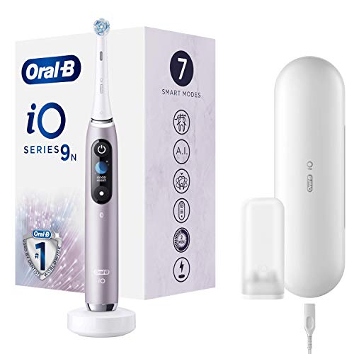 Oral-B iO 9n Cepillo Eléctrico Recargable Con Tecnología De Braun, 1 Mango Rosa Con Diseño De Alta Gama Y Tecnología Magnética, Pantalla En Color, 1 Cabezal De Recambio, 1 Estuche De Viaje De Carga