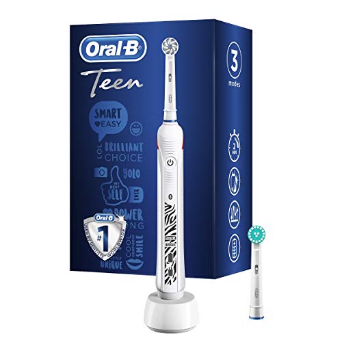 Oral-B SmartSeries Teen Girls Sensi Ultrathin - Cepillo eléctrico recargable con tecnología de braun, 1 mango, 3 modos incluyendo blanqueado y sensible y 2 cabezales de recambio