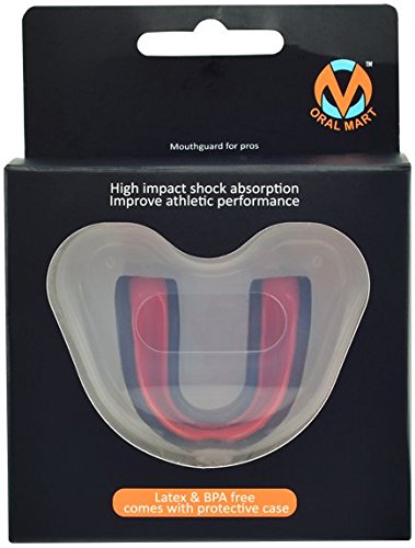 Oral Mart Jóvenes Boca Protector para niños - Juvenil Protector bucal para el Karate (con Funda Gratis) Jóvenes (Edad 10 y por Debajo) Negro/Rojo