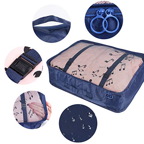 Organizador de Maletas, YouthUnion 6Pcs Bolsas de Ropa de Organizador de Equipaje de Viaje Bolsa de Almacenamiento Bolsa de Lavandería Impermeable para Ropa Interior Cosméticos (Azul Oscuro)