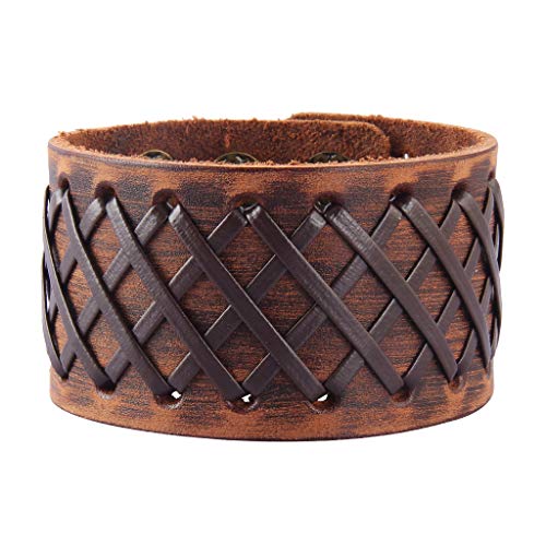 Original Tribe Hombres antiguos de cuero marrón Brazalete Cuero venda de muñeca del Wristband Handcrafted Jewelry SL2259