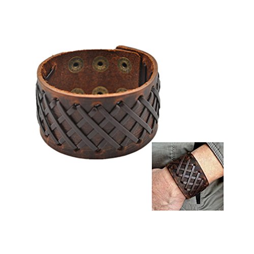 Original Tribe Hombres antiguos de cuero marrón Brazalete Cuero venda de muñeca del Wristband Handcrafted Jewelry SL2259