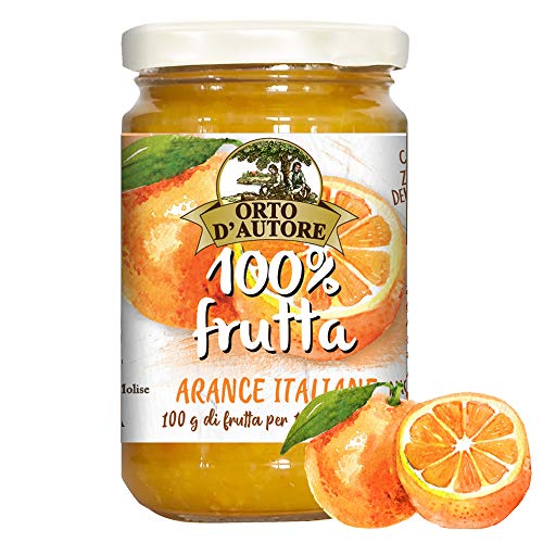 ORTO D'AUTORE Compota de Naranjas Italianas 3 X 340 gr, Mermelada 100% de Fruta Italiana, Mermelada sin Azúcares Añadidos con Fruta Entera o Trozos, Cocción a Baja Temperatura, VeganOk, Gluten free