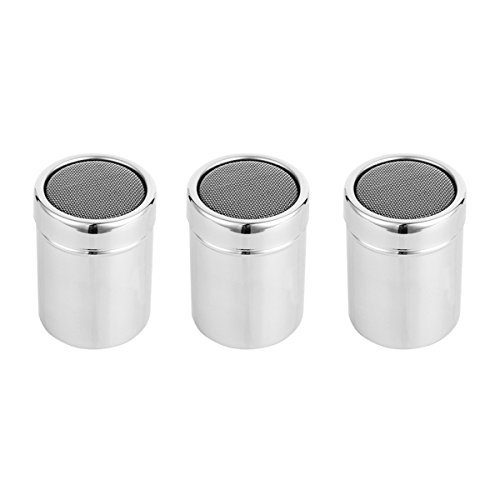 OUNONA 3 UNIDS de Acero Inoxidable de Cocina dragas condimento Pimienta Shaker dispensador de Especias Polvo de azúcar harina de Cacao condimento y Especias tamaño S