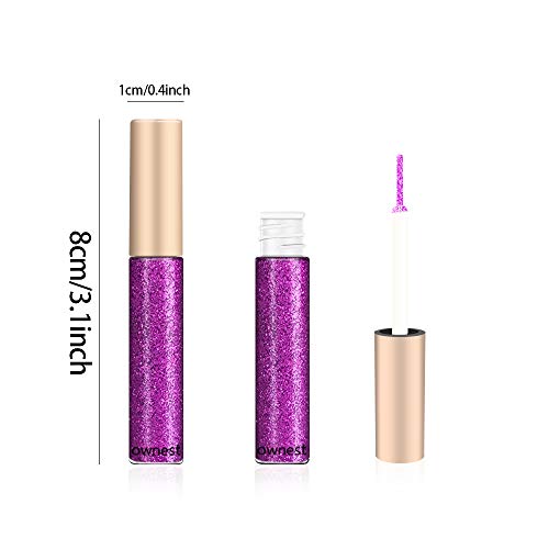 Ownest 10 Colors Liquid Glitter Eyeliner, Sombra de ojos con brillo metálico Shimmer, Sombra de ojos Shimmer Sparkling Eyeliner de larga duración a prueba de agua