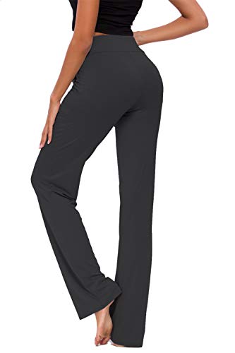 Pantalones De Yoga para Mujer con Bolsillos Cordón De Pierna Ancha Salón Recto Suelto Pantalones De Entrenamiento De Entrenamiento Pantalones De Chándal Casuales Activos (Negro, XL)