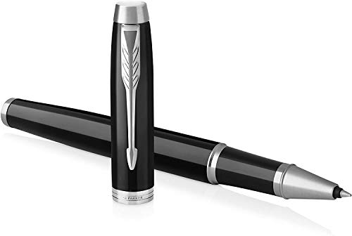 Parker IM - Bolígrafo Roller, Punto fino, color Negro (Black Lacquer Chrome trim)