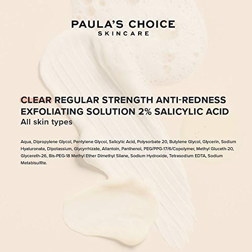 Paula's Choice Clear 2% BHA Exfoliante Fuerza Regular - Peeling Facial Reduce Puntos Negros, Poros y Acne - con Ácido Salicílico & Hialurónico - Pieles Normales a Mixtas - 118 ml