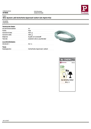 Paulmann 979.055 979055 Rollo 12m para Sistemas de Cables, Transparente, 1200 x 0,5 x 16,5 cm