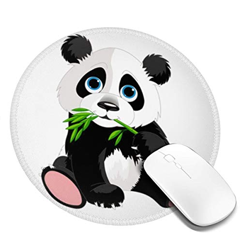 PEIGJH Redondo Alfombrilla Raton Gaming Adorable Oso Panda Comiendo mi Favorito con Base de Goma Antideslizante para Gamers, PC y Portátil