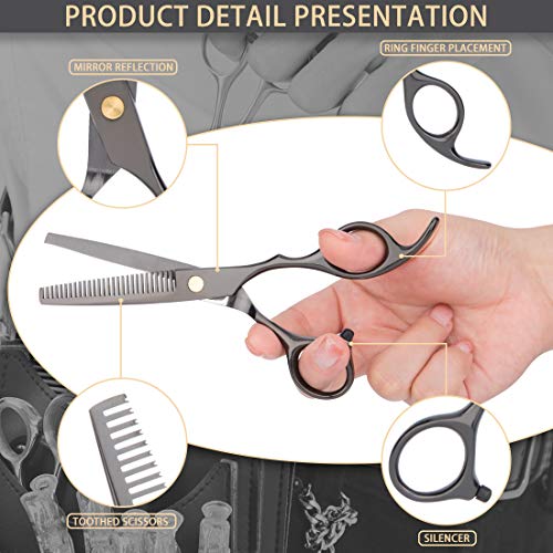 Peinat Tijeras de Peluquería,Conjunto Tijeras Peluqueria Profesional, Tijeras Barbero de Cortar y Entresaca de barbero y peine de, clips, set corte de pelo profesional