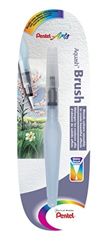 Pentel- Pincel con depósito de agua (punta mediana, recargable, cerdas de nailon) Negro, Medio (XFRH/1-M)