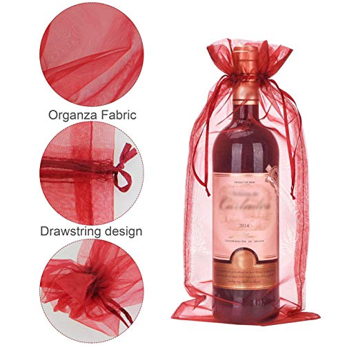 Perfetsell Bolsas para Botellas de Vino de Organza, 30 Pcs Bolsas de Regalo para Botellas de Vino de 75Cl, Bolsas para Regalar Vino Y Cerveza Bolsa Vino para Bodas, Fiestas, Vacaciones, Decoración