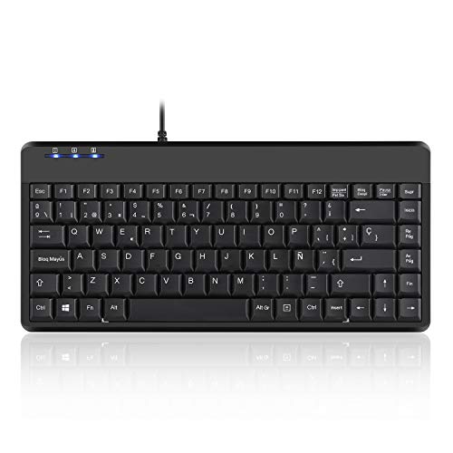 Perixx PERIBOARD-409 Mini USB Teclado QWERTY Español, Negro