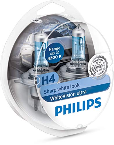 Philips 12342WVUSM WhiteVision Ultra Efecto Xenon H4 Bombilla para Faros Delanteros, 4.200K, Set de 2