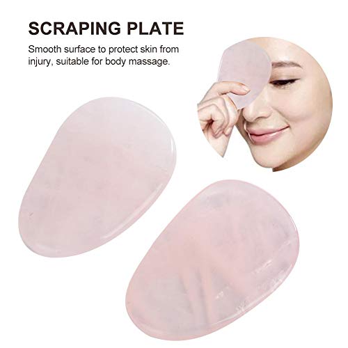 Piedra de cuarzo rosa natural china, herramienta de masaje Guasha, tratamiento facial para raspar la herramienta de cuidado de la salud, antiarrugas antienvejecimiento (2PCS en uno)