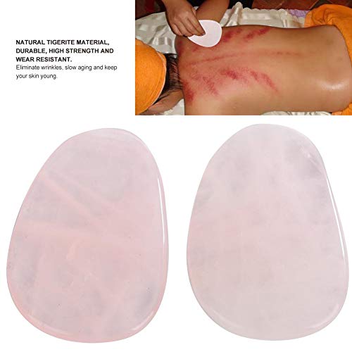 Piedra de cuarzo rosa natural china, herramienta de masaje Guasha, tratamiento facial para raspar la herramienta de cuidado de la salud, antiarrugas antienvejecimiento (2PCS en uno)