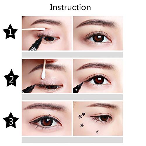 Pinkiou ojo maquillaje sello impermeable delineador de ojos pluma cabezas dobles con cuerpo pintura facial sello (forma de luna)