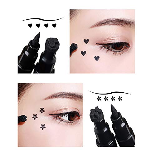 Pinkiou ojo maquillaje sello impermeable delineador de ojos pluma cabezas dobles con cuerpo pintura facial sello (forma de luna)