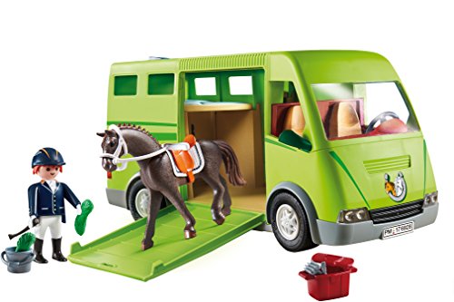 PLAYMOBIL Country Transporte de Caballo con Holstein y Jinete en traje de Adiestramiento, A partir de 5 años (6928)