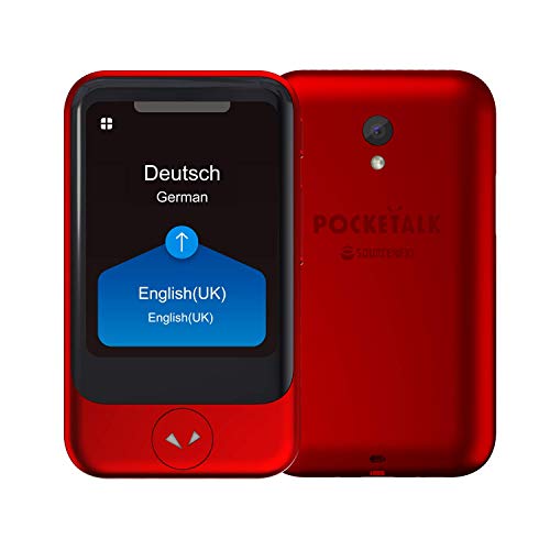 POCKETALK"S" Traductor de voz/camara Rojo - Dispositivo portátil de traducción bidireccional - Datos moviles incorporados (eSIM)