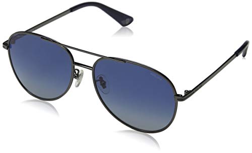 Police Chief 1 Gafas de sol, Gris (Shiny Gun Metal/Blue), 58.0 para Hombre