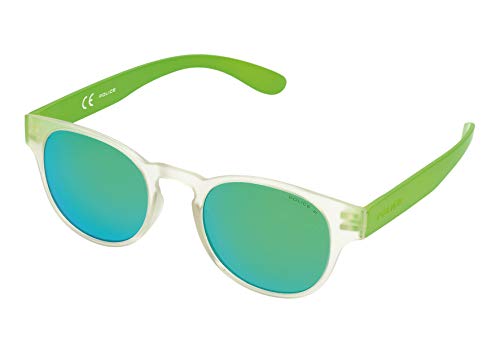 Police Exchange 2 Gafas de sol, TRANSPARANT CRYSTAL & BRIGHT GREEN FRAME/GREEN MIRROR LENS, 49 Unisex