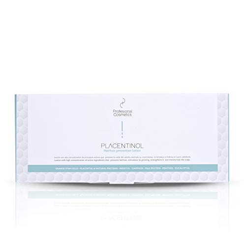 Profesional Cosmetics Placentinol loción prevención caída. Tratamiento crecepelos - 12 ampollas de 10 ml - 120 ml.