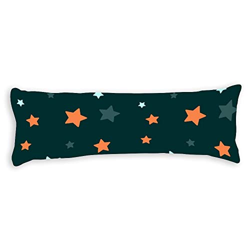 Promini Green Star Pattern Cute Trendy Unique Body Pillow Cover Pillowcases Cushion with Hidden Zipper Closure for Sofa Bench Bed Home Decor 20"x54"