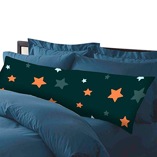 Promini Green Star Pattern Cute Trendy Unique Body Pillow Cover Pillowcases Cushion with Hidden Zipper Closure for Sofa Bench Bed Home Decor 20"x54"