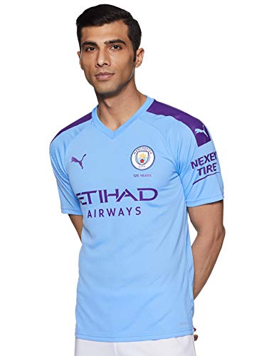 Puma Men's MCFC HOME Shirt Replica SS Jersey, Team Light Blue/Tillandsia Purple, Large