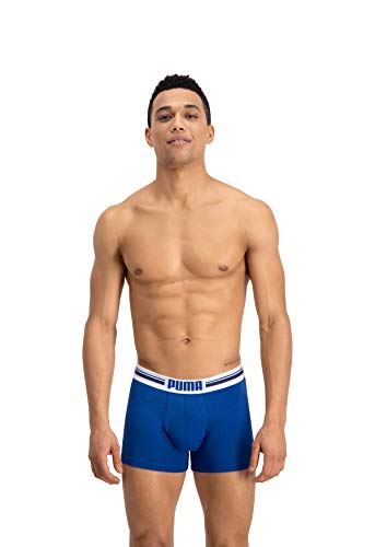 Puma Placed Logo - Pack de 2 bóxers para hombre, color azul, talla S