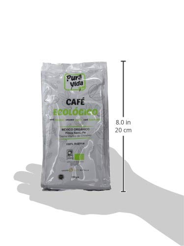 Pura Vida Café Ecológico Natural Molido - 4 Paquetes de 250 gr - Total: 1000 gr