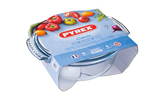 Pyrex Classic 1040704 - Cacerola redonda con tapa, 5L, vidrio, transparente, 3.75 l