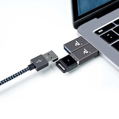 RAMPOW Adaptador USB Tipo C a USB 3.1[OTG] con LED Adaptador USB C -Garantía de por Vida- Compatible para MacBook Pro 2016/2017, Huawei, Samsung, ChromeBook Pixel y más - Gris,2 Unidades