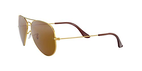 Ray-Ban Aviator Large Metal, Gafas de Sol Unisex Adulto, Dorado (Crystal Brown & Silver Gradient Mirror), 58