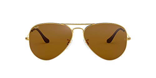 Ray-Ban Aviator Large Metal, Gafas de Sol Unisex Adulto, Dorado (Crystal Brown & Silver Gradient Mirror), 58