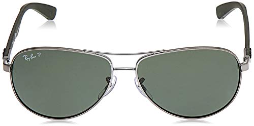 Ray-Ban - Gafas de sol Aviador RB8313 para hombre, Multicolor (Marco: Gunmetal / Gris / Verde, Lente: Polarizado Verde Clásico 004 / N5)