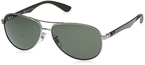 Ray-Ban - Gafas de sol Aviador RB8313 para hombre, Multicolor (Marco: Gunmetal / Gris / Verde, Lente: Polarizado Verde Clásico 004 / N5)