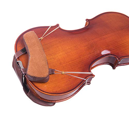 Rayzm Barbada de Cuero de Oveja para Violín, Almohadilla para el Hombro para Violines Tamaño 4/4 y 3/4, Sólo Diestros. Hombrera Extraible de Barbada, Cómoda e Hipoalergénica.