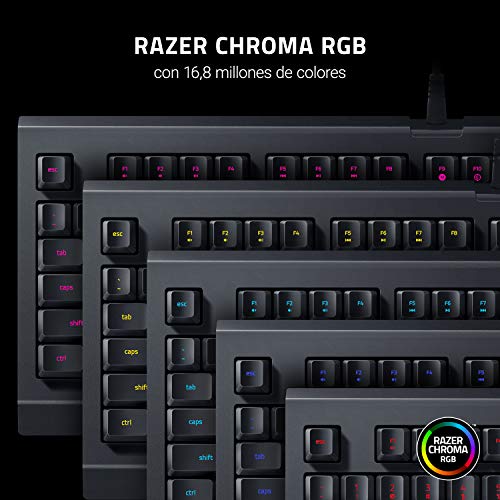 Razer Cynosa Lite Teclado de juegos tipo Membrana, Gaming, con interruptores de suspensión completa, totalmente programable, vistas cromadas RGB, ES Layout