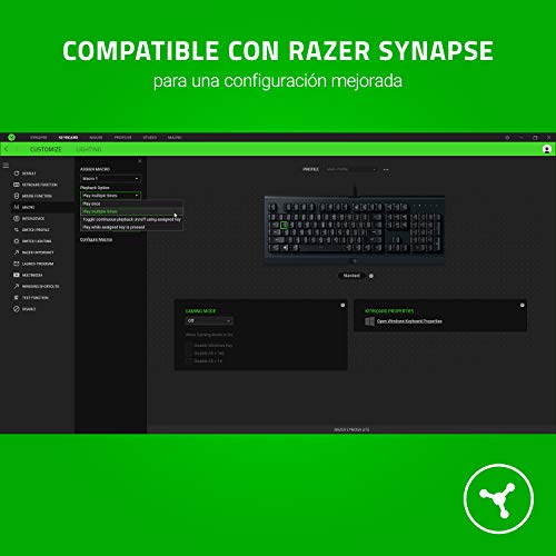 Razer Cynosa Lite Teclado de juegos tipo Membrana, Gaming, con interruptores de suspensión completa, totalmente programable, vistas cromadas RGB, ES Layout