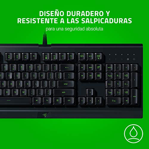 Razer Cynosa Lite Teclado de juegos tipo Membrana, Gaming, con interruptores de suspensión completa, totalmente programable, vistas cromadas RGB, ES Layout