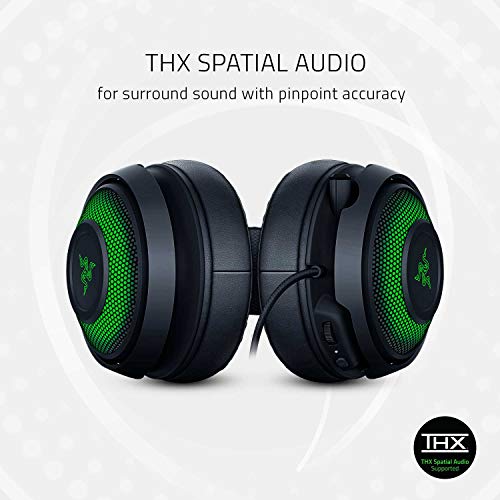 Razer Kraken Ultimate Auriculares Gaming USB, Con Micrófono con cancelación activa de ruido, THX Spatial Audio, RGB Chroma, Compatible con PC, PS4 y Switch Dock, Negro