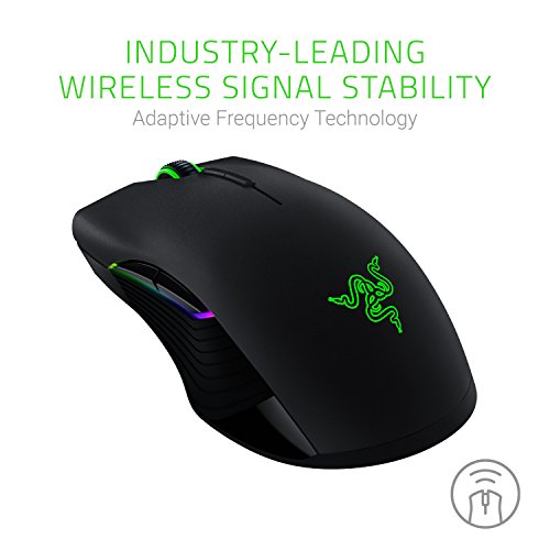 Razer Lancehead Wireless - Ratón para gaming ambidiestro (sensor láser con 16000 DPI, switches mecánicos, retroiluminación RGB Chroma), color Negro