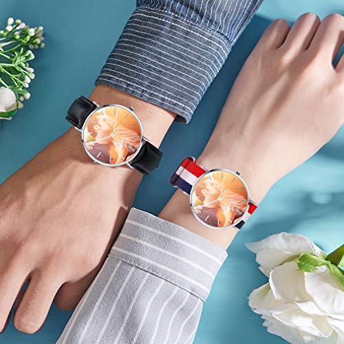 Regalo Madre Reloj Simple Movimiento Análogo del Cuarzo Waterproof Informal Esfera Personalizada de Imagenes Casual Clásico Mensajes Grabados Gratis en Carcasa Reloj Circular Negro