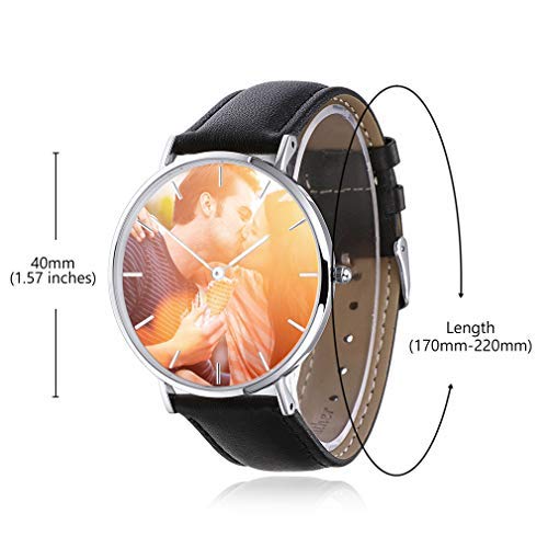 Regalo Madre Reloj Simple Movimiento Análogo del Cuarzo Waterproof Informal Esfera Personalizada de Imagenes Casual Clásico Mensajes Grabados Gratis en Carcasa Reloj Circular Negro