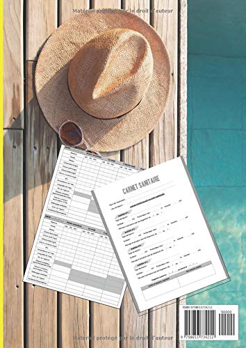 REGISTRE  D'ENTRETIEN DE PISCINE.: Carnet Sanitaire Piscine Collective ou privé de 108 pages pour 4 bassins  pour plusieurs mesures par jour