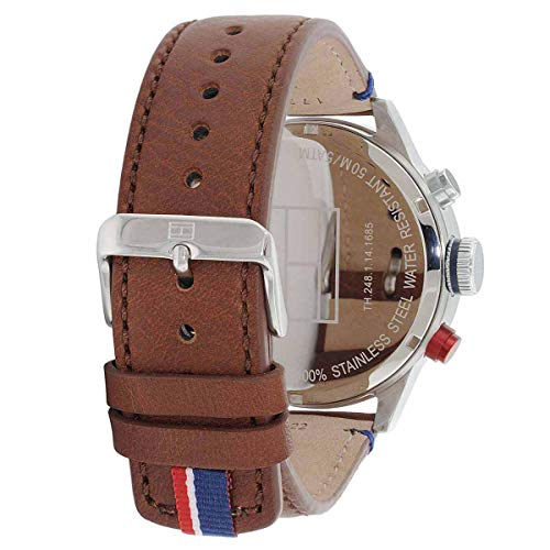 Reloj analógico de cuarzo para hombre Tommy Hilfiger Trent 1791066, correa de piel marrón.