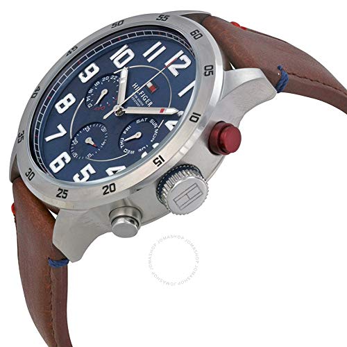 Reloj analógico de cuarzo para hombre Tommy Hilfiger Trent 1791066, correa de piel marrón.